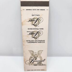 Vintage Matchcover Roosevelt Hotel New Orleans Louisiana